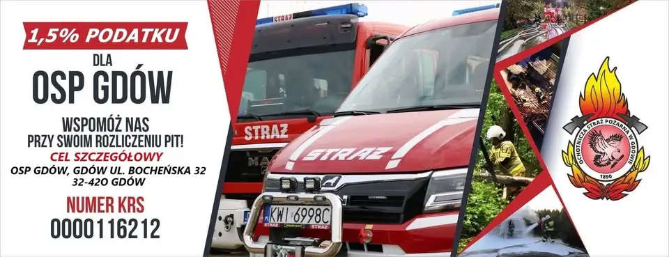 Przekaż 1,5% podatku na rzecz OSP Gdów – wesprzyj strażaków z Gdowa
