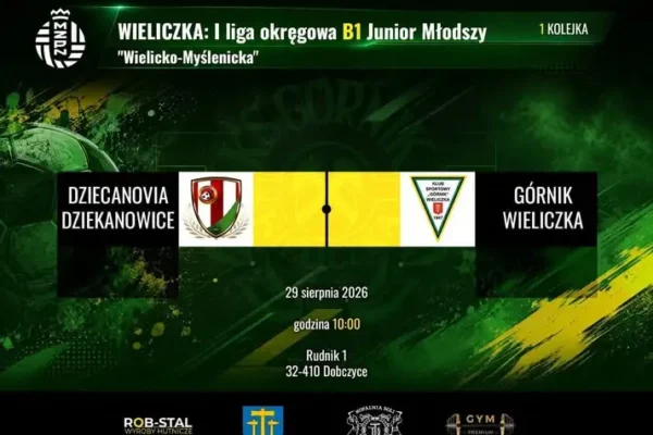 Juniorzy młodsi Górnika Wieliczka rozpoczynają sezon od meczu z Dziekanovią