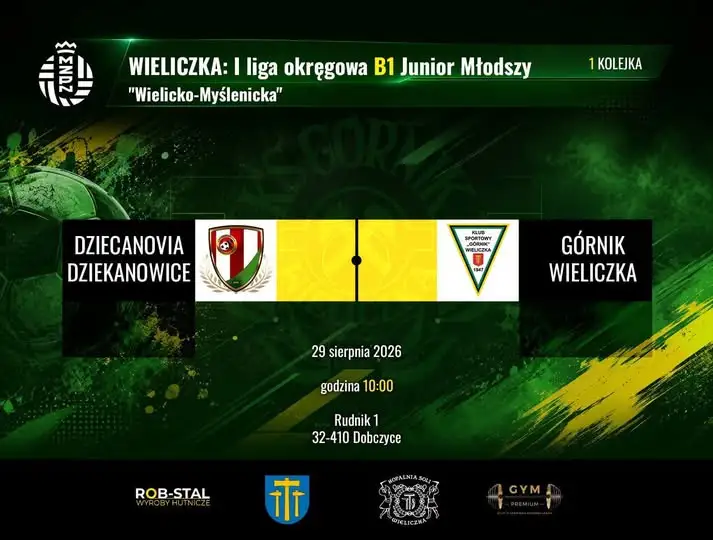 Juniorzy młodsi Górnika Wieliczka rozpoczynają sezon od meczu z Dziekanovią