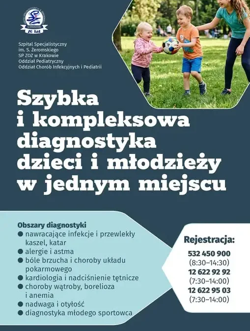 Bezpłatna diagnostyka dzieci i młodzieży w Szpitalu im. S. Żeromskiego w Krakowie