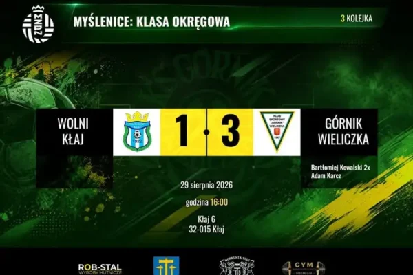 Górnik Wieliczka wygrywa w Kłaju i pozostaje z kompletem punktów