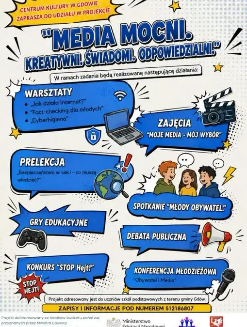 Projekt „Media Mocni” w Gdowie – zapisy dla uczniów szkół podstawowych